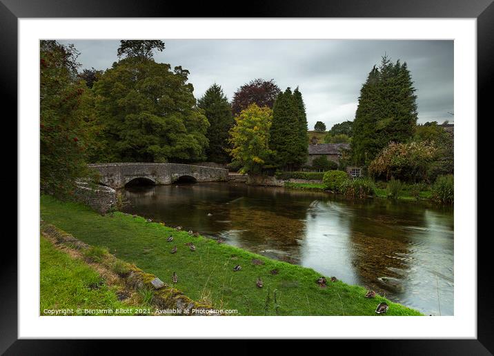 Riverside at Ashford in the Water Framed Mounted Print by Benjamin Elliott