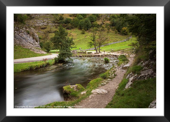 Dovedale Stepping Stones Framed Mounted Print by Benjamin Elliott