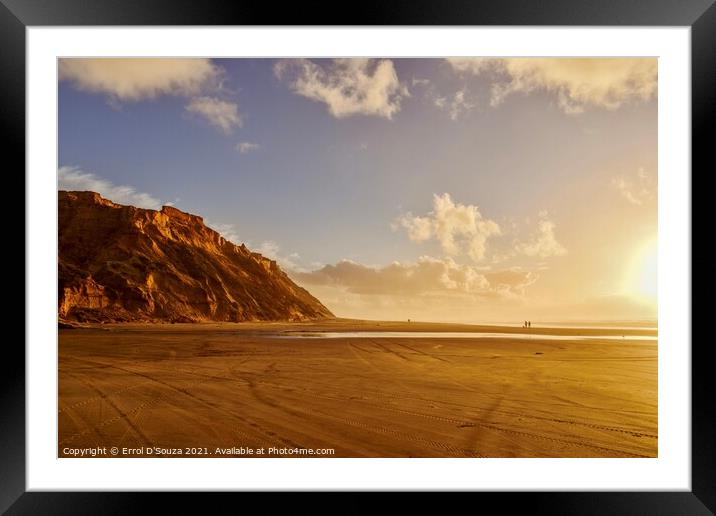 Mountain and beach landscape in New Zealand Framed Mounted Print by Errol D'Souza