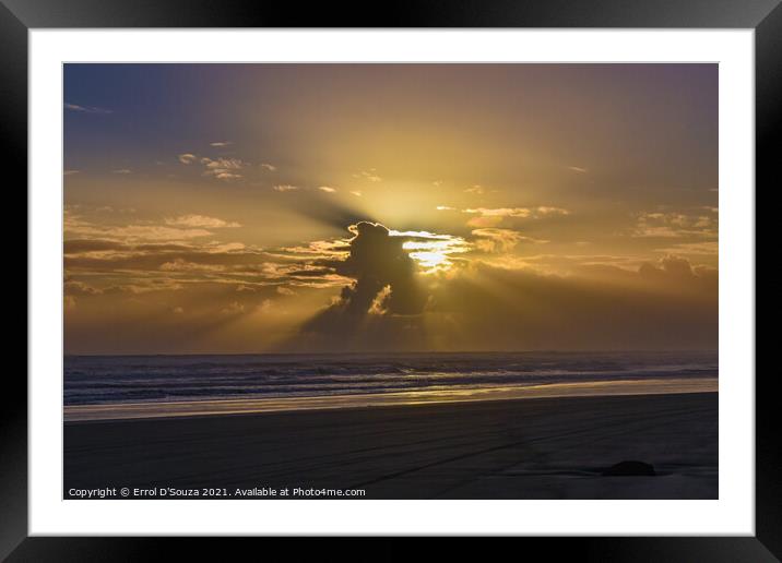 Golden Glow Sunset on Baylys Beach Framed Mounted Print by Errol D'Souza