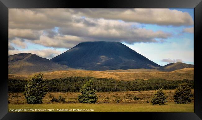 Thick clouds over Mt. Ngauruhoe Framed Print by Errol D'Souza