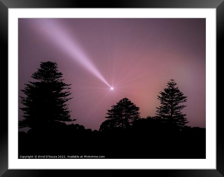 Shooting Star over Tree Line Silhouettes Framed Mounted Print by Errol D'Souza
