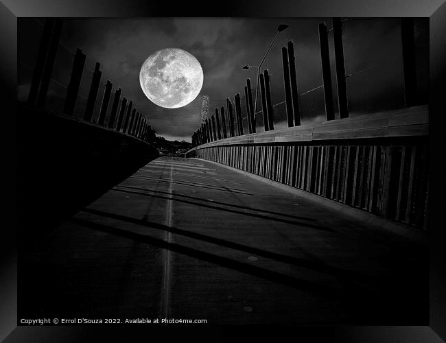 Full Moon over Pedestrian Bridge Framed Print by Errol D'Souza