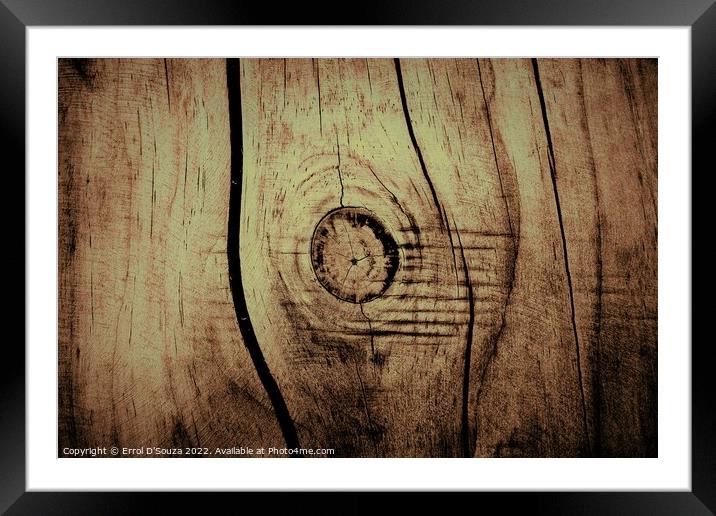Rustic timber whorl cross section  Framed Mounted Print by Errol D'Souza