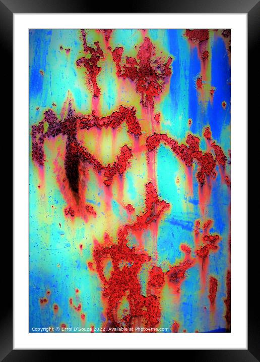 Blue and Rusty Grunge Framed Mounted Print by Errol D'Souza