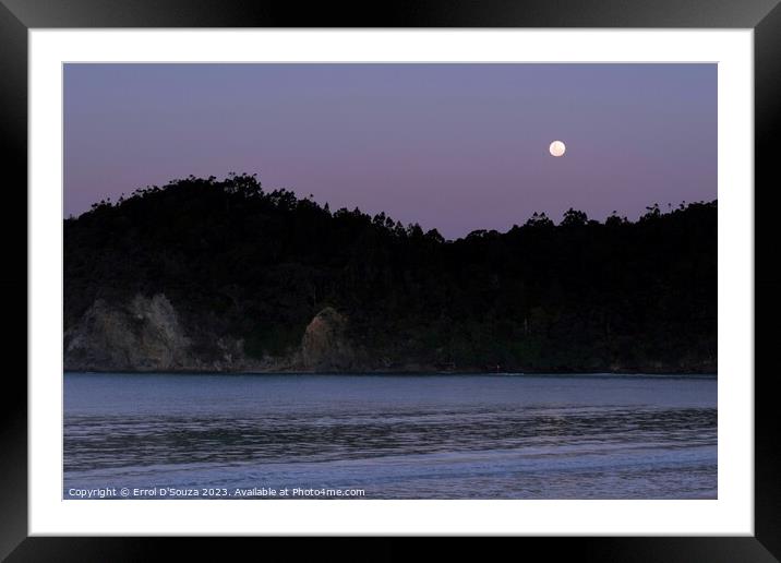 Moonrise over Matapouri Bay Framed Mounted Print by Errol D'Souza