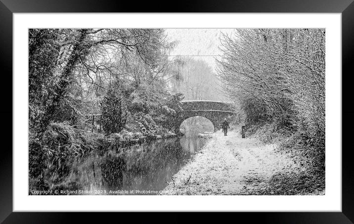 Snow On The Canal Framed Mounted Print by Richard Stoker
