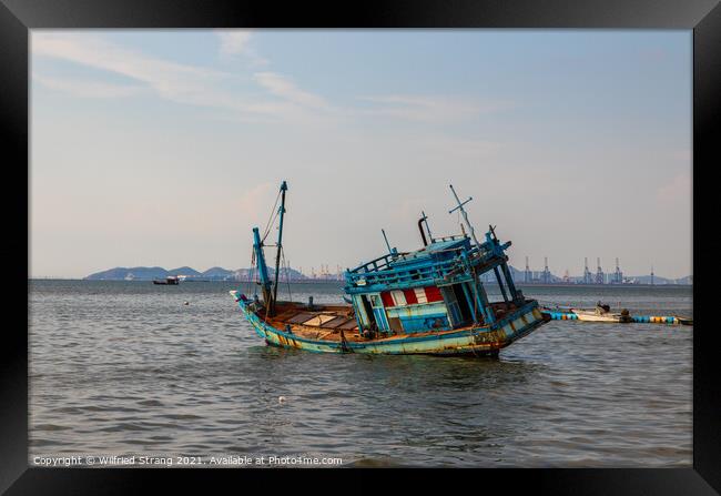 an old ship on the sea at the Gulf of Thailand	 Framed Print by Wilfried Strang