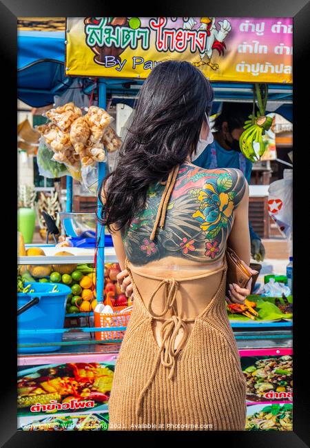 A woman from Thailand with a tattoo on her back Framed Print by Wilfried Strang