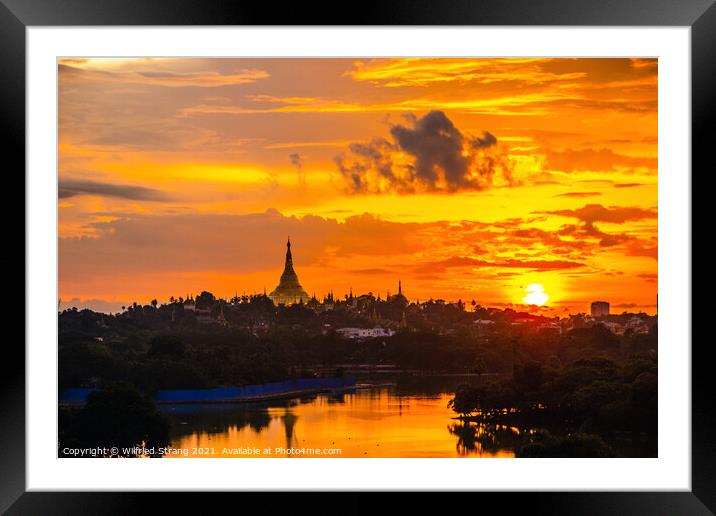 Shwedagon Pagoda in Yangon Myanmar Asia during the sunrise	 Framed Mounted Print by Wilfried Strang
