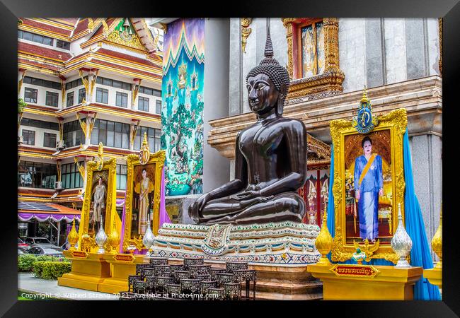 Black sitting Buddha Statue in Bangkok Thailand Framed Print by Wilfried Strang