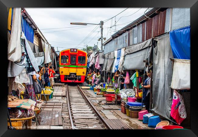 The Maeklong Railway Market near Bangkok in Thailand Asia Framed Print by Wilfried Strang