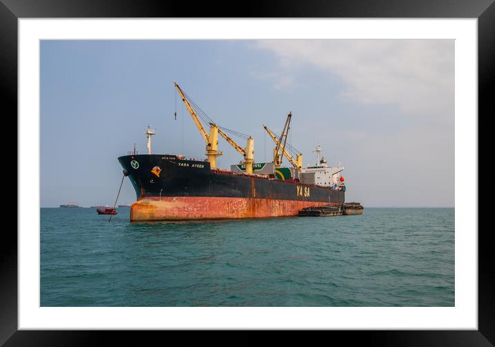 Containership in the gulf of Thailand near Siracha district Chonburi Asia Framed Mounted Print by Wilfried Strang