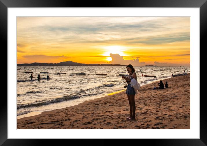 Sunset at a Beach in Thailand Southeast Asia Framed Mounted Print by Wilfried Strang