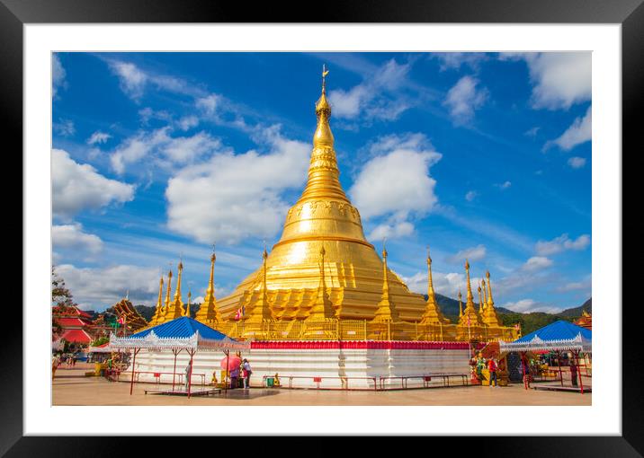 The Golden Pagoda in the Bordertown of Myanmar/Thailand Tachileik Burma Framed Mounted Print by Wilfried Strang