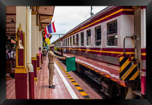 the area of a train platform in Ayutthaya Thailand Southeast Asia Framed Print by Wilfried Strang