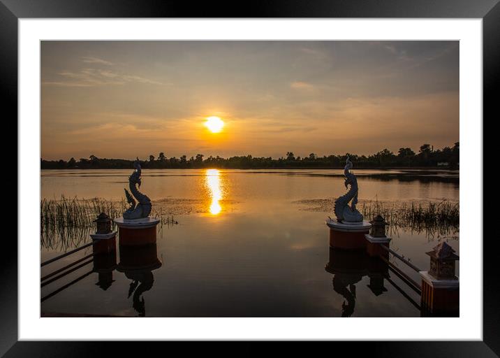 A beautiful lake in Ban Lalom District Sisaket Thailand somewhere in Isaan Framed Mounted Print by Wilfried Strang