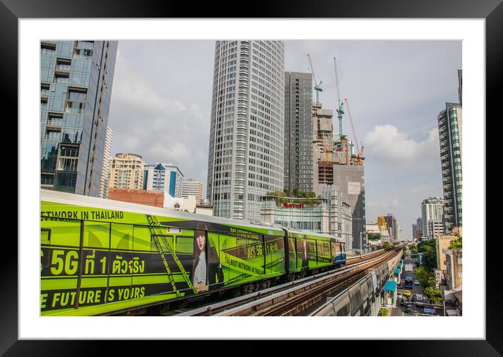 The Skytrain and Cityscape in Bangkok Thailand Southeast Asia Framed Mounted Print by Wilfried Strang