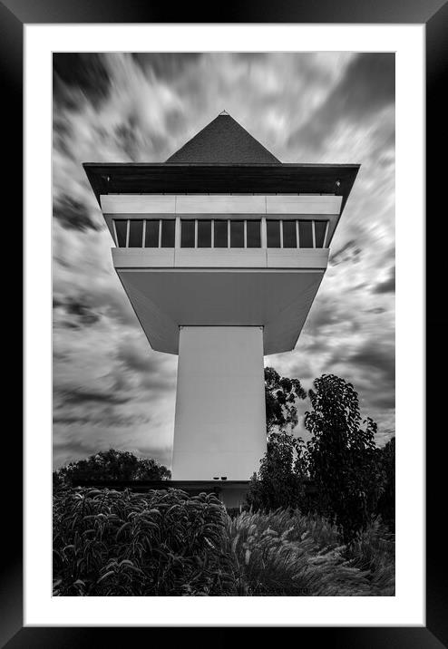 View of Black and White Architecture of Mitchelton Framed Mounted Print by Maggie Bajada