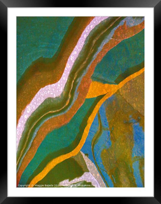 Colorful Vibrant Water Abstract Art.  Framed Mounted Print by Maggie Bajada