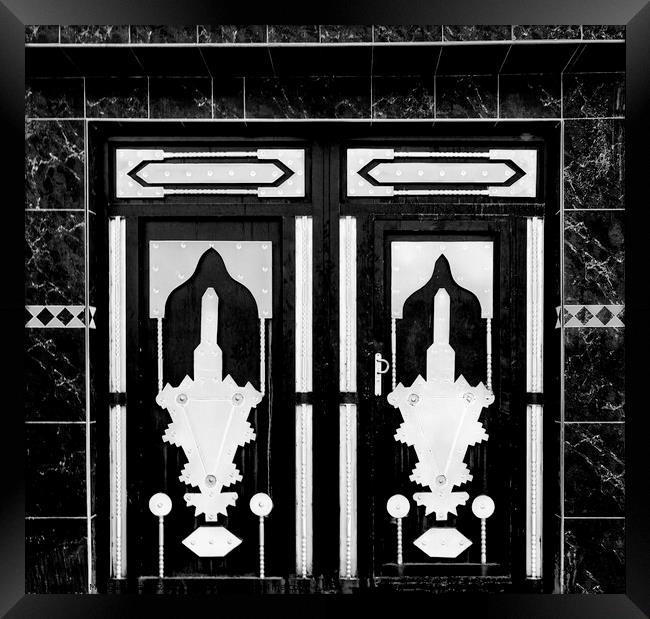 Design Monochrome (Black & White) Moroccan Door.  Framed Print by Maggie Bajada
