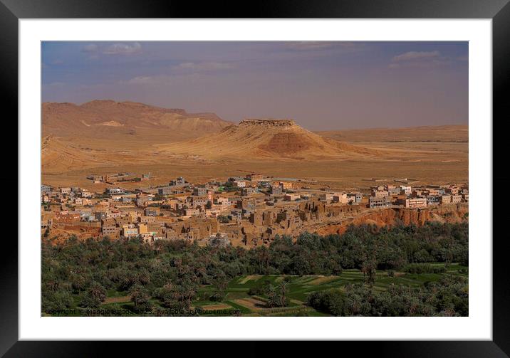 A Mountain Background with Moroccan houses and Pal Framed Mounted Print by Maggie Bajada