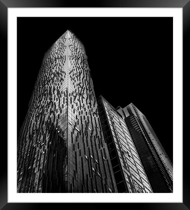 Black and White Architecture building of City of Melbourne, Australia. Framed Mounted Print by Maggie Bajada