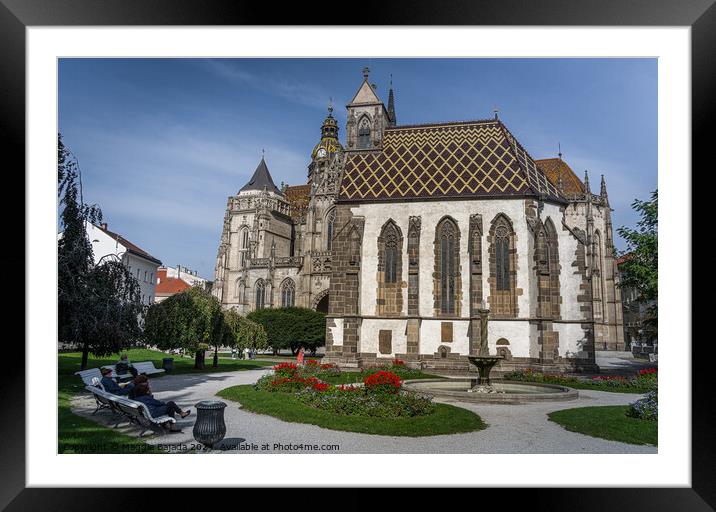 Architecture of Cathedral of St. Elizabeth, Kosice, Hungary. Framed Mounted Print by Maggie Bajada