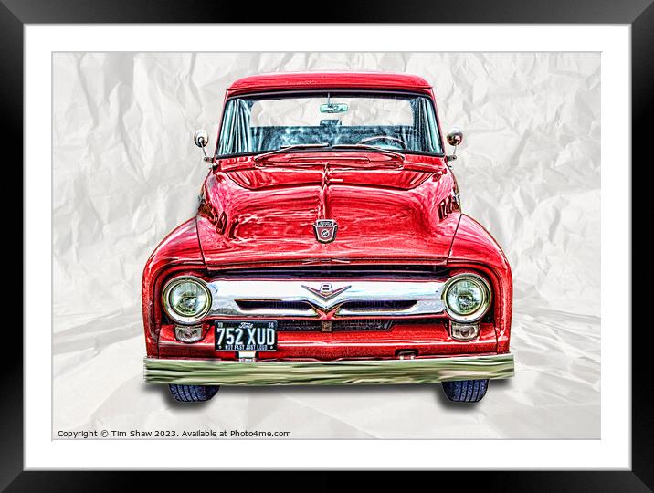 Old red American pickup truck Framed Mounted Print by Tim Shaw
