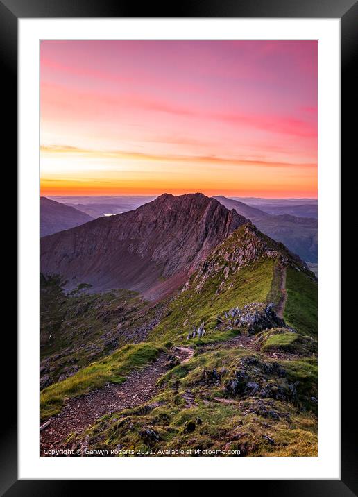 Buy Framed Mounted Prints of Sunrise over Crib Goch by Gerwyn Roberts