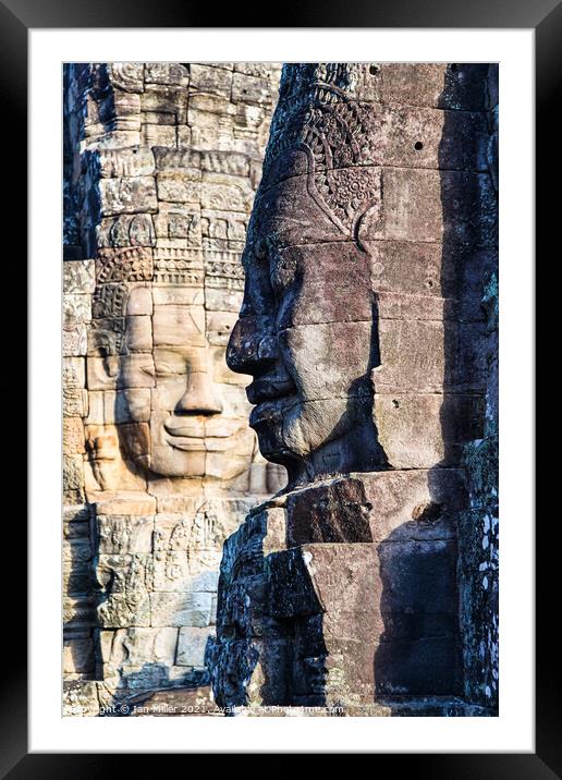 Faces of Angkor Thom, Cambodia Framed Mounted Print by Ian Miller