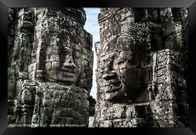 Faces of Angkor Framed Print by Ian Miller