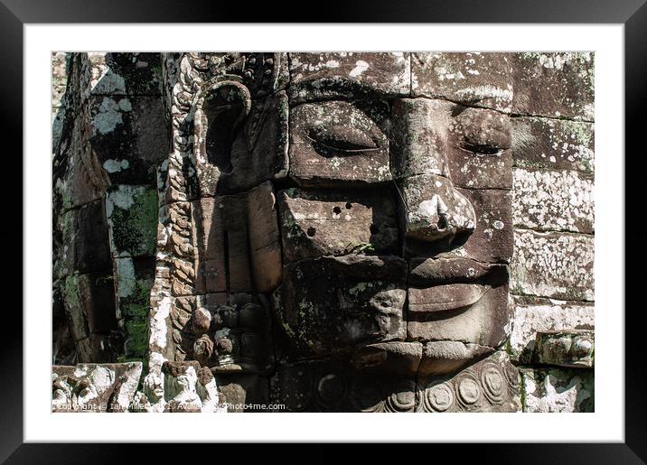 Face in the Stones, Ankor Thom, Cambodia Framed Mounted Print by Ian Miller