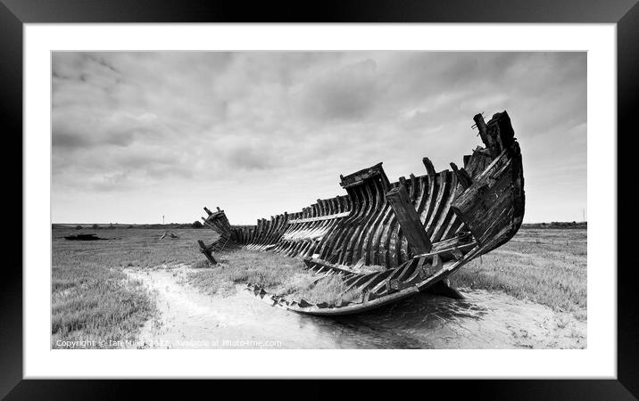 Abandoned boat on the River Wyre. UK Framed Mounted Print by Ian Miller