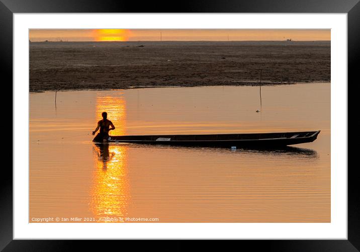 Fisherman in Vientiane Framed Mounted Print by Ian Miller