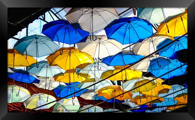 Decorative Umbrellas Framed Print by Ian Miller