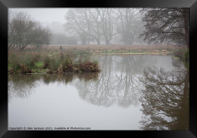 Fishing on a misty morning Framed Print by Alan Jackson