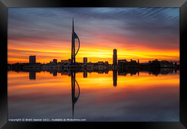 Portsmouth Spinnaker Tower Sunrise Framed Print by Brett Gasser