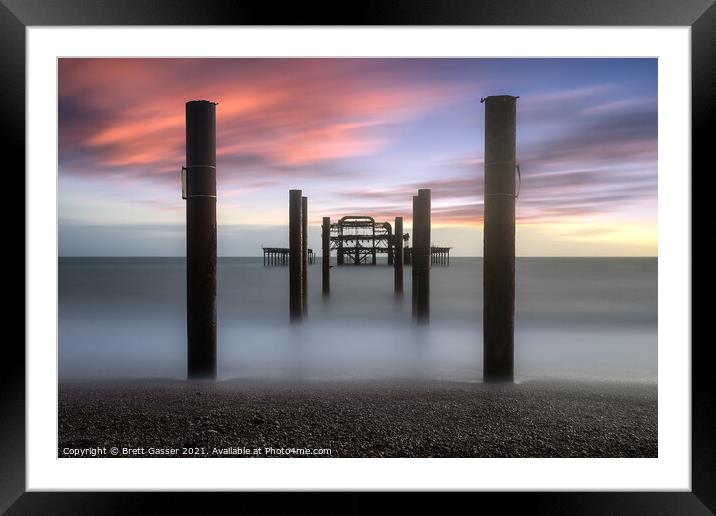 Brighton West Pier Sunset Framed Mounted Print by Brett Gasser