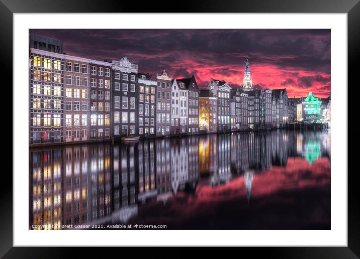 Amsterdam Canal Sunset Framed Mounted Print by Brett Gasser