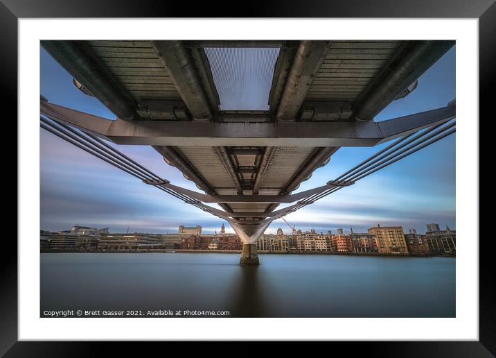 Under Millennium Bridge Framed Mounted Print by Brett Gasser