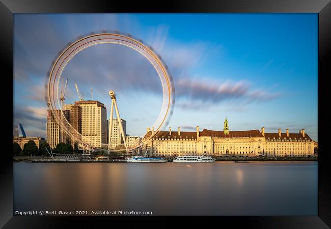 London Eye Sunset Framed Print by Brett Gasser