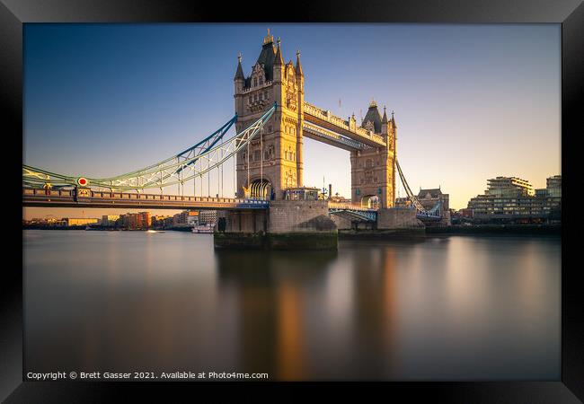 Smooth Tower Bridge Sunset Framed Print by Brett Gasser