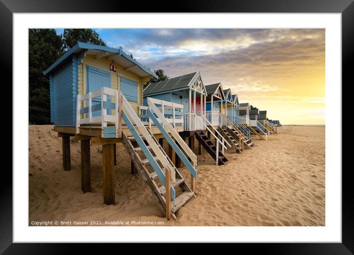 Wells Beach Huts Framed Mounted Print by Brett Gasser