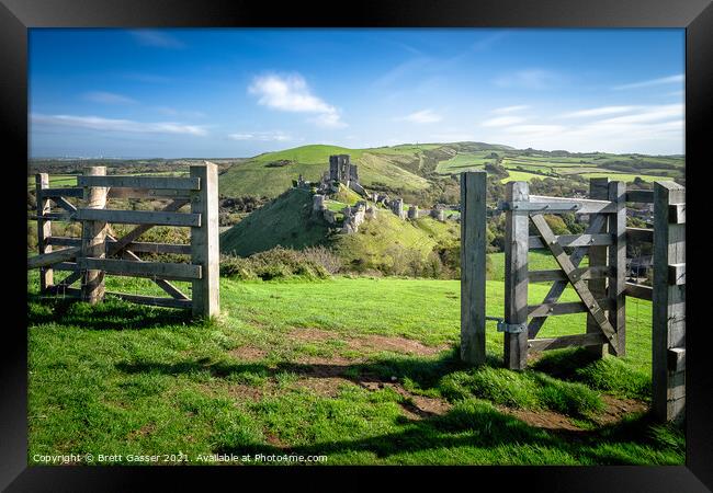 Corfe Castle Framed Print by Brett Gasser