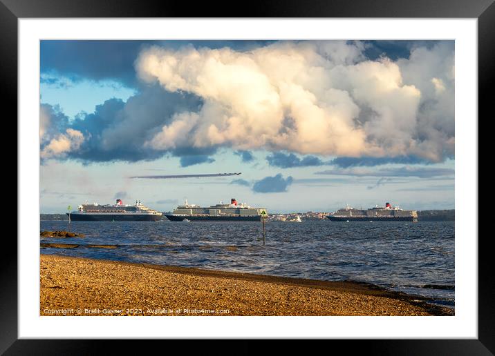 The Three Cunard Queens in the Solent Framed Mounted Print by Brett Gasser