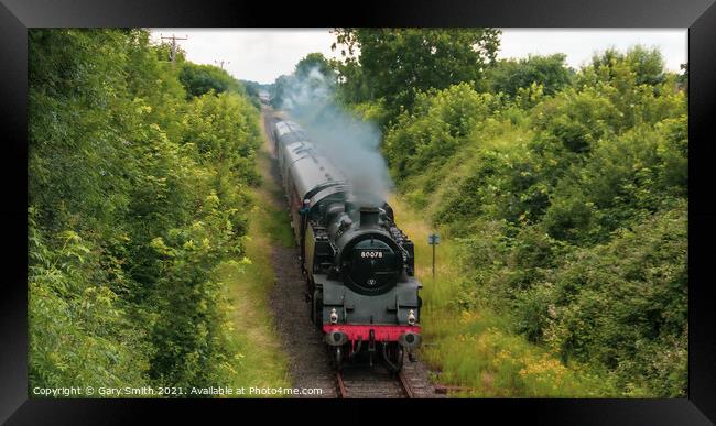 Steam Train 80078 MNR Norfolk Driver Waving Framed Print by GJS Photography Artist