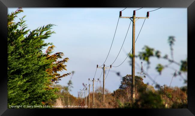 Power Lines Neatly In Order Framed Print by GJS Photography Artist