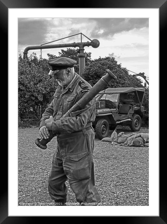 Captain from WW2 Carrying a Bazooka  Framed Mounted Print by GJS Photography Artist