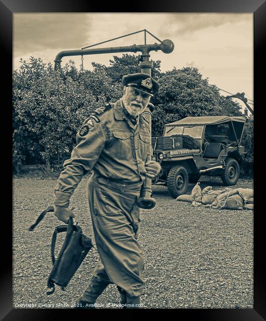 Captain from WW2 Carrying a Bazooka  Framed Print by GJS Photography Artist